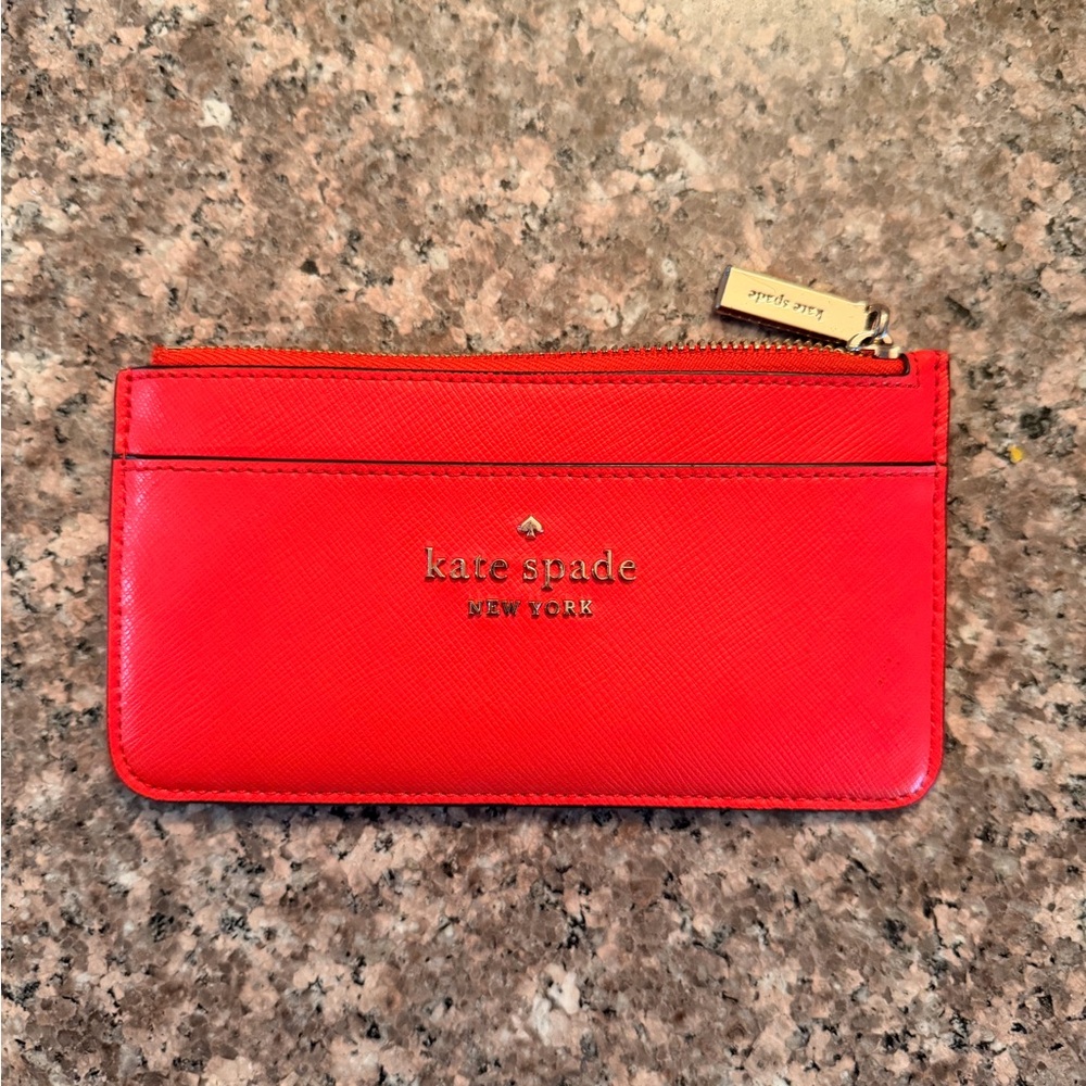 Kate Spade Vibrant Red Pouch with Gold Details